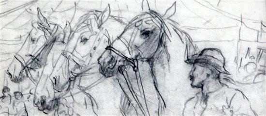 Lucy Kemp-Welch (1869-1958) Circus horses 2.75 x 6in.